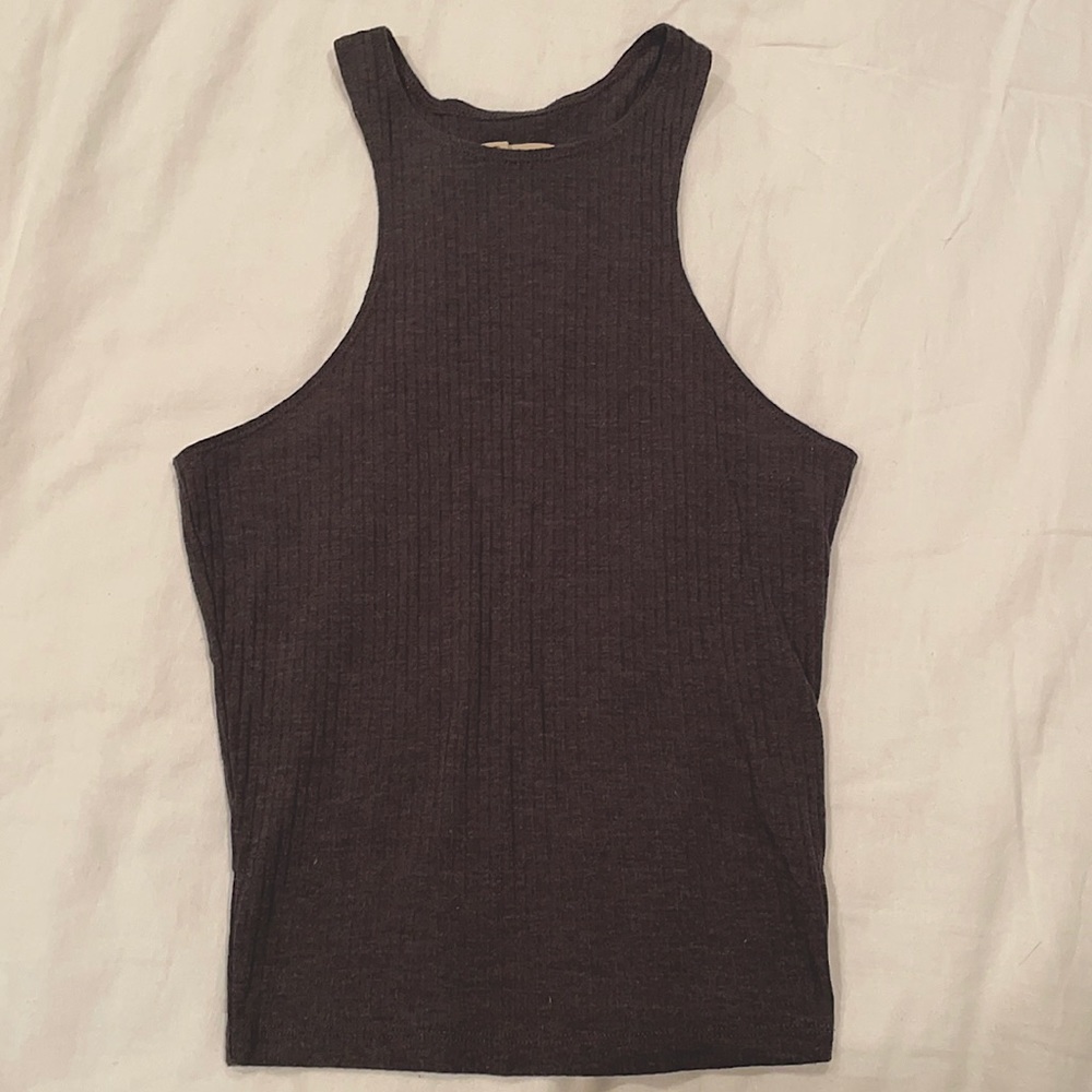 Hollister Charcoal Gray Racerback Ribbed Tank